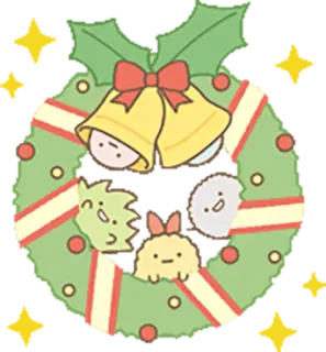 🎄 christmas, wreath, bells, cute, kawaii whatsapp sticker