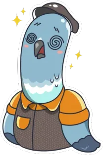 😵 piccione, stordito, cartone animato, uccello, animale, divertente telegram sticker