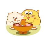 😋 cat, hotpot, food, cute, animals, eating, kawaii telegram sticker