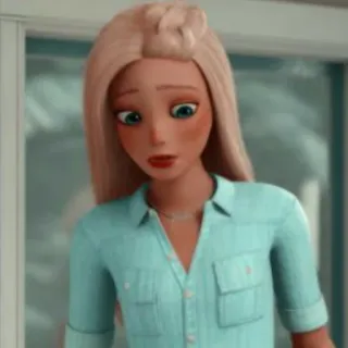 😔 Barbie blonde, doll, cartoon, animation telegram sticker
