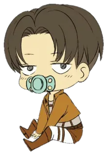 😐 Levi Ackerman Attack on Titan Anime, Chibi, Bébé, Sucette, Levi, L'Attaque des Titans telegram sticker