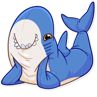 😊 requin, mignon, dessin animé, animal, mer, océan, poisson telegram sticker