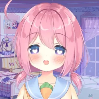 ☺️ anime, chica, linda, kawaii, pelo rosa, ojos de corazón, dibujos animados whatsapp sticker