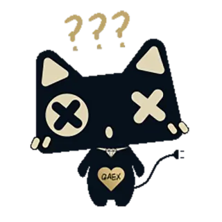 🤔 QAEX cat, sticker, cartoon, question marks, cute telegram sticker