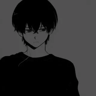 🖤 anime, boy, black and white, manga, sad, melancholy whatsapp sticker