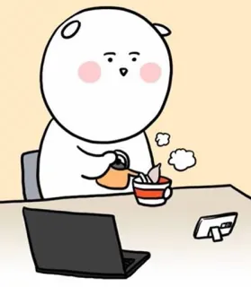 😋 cartone animato, orso, tè, laptop, relax, arte digitale telegram sticker