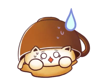 ☕ chat, tasse à thé, kawaii, mignon, effrayé whatsapp sticker