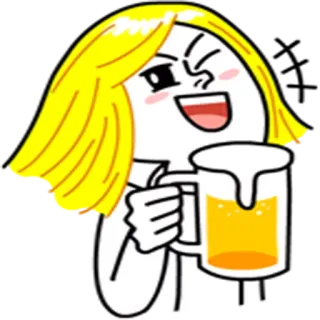 🍺 เบียร์, ดื่ม, ชนแก้ว, การ์ตูน, แอลกอฮอล์ telegram sticker
