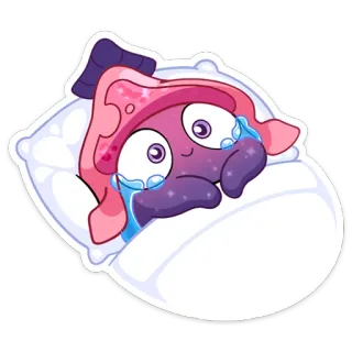 😭 cartone animato, sonno, letto, cuscino, notte, carino, sogno whatsapp sticker
