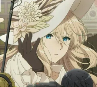 😶 Violet Evergarden Anime, Frau, Hut, Violet Evergarden telegram sticker