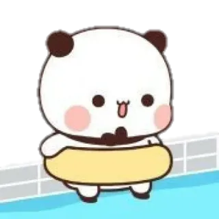 🍼 mignon, panda, dessin animé, natation, anneau, adorable telegram sticker