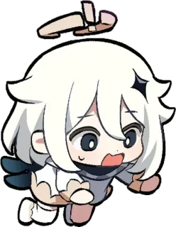 💗 Paimon Genshin Impact paimon, genshin impact, video game, anime, chibi, scared, emergency food telegram sticker
