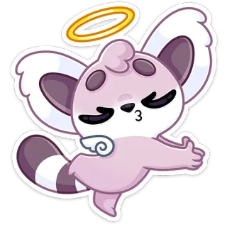 😇 anioł, zwierzę, naklejka, słodki, skrzydła, halo telegram sticker
