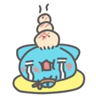 😭 かわいい, ステッカー, 泣く, 青, 黄色, 怒り, キャラクター telegram sticker