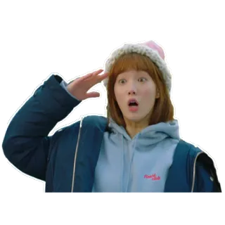 😉 femme, salut, coréen, acteur, fille, personne, chapeau, manteau telegram sticker