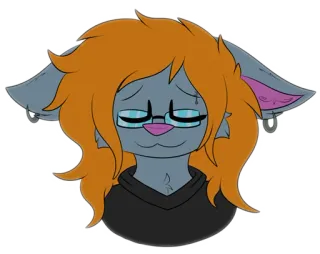 😌 Cartoon, Furry, Antropomorf, Kat, Bril, Oorbellen telegram sticker