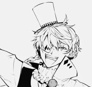 🌟 动漫, 漫画, 角色, 小丑, 高礼帽, 微笑 telegram sticker