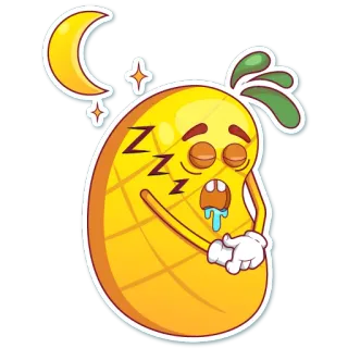 😴 ZZZ pineapple, sleepy, tired, moon, cartoon, emoji, sticker telegram sticker
