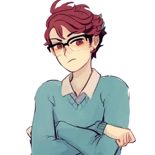 😕 Anime, Personagem, Óculos, Desenho animado, Retrato, Menino telegram sticker