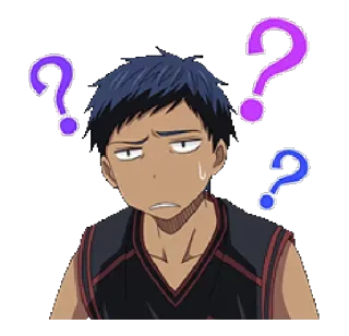 ❔ Aomine Daiki Kuroko's Basketball Anime, Frage, Basketball, Verwirrt, Aomine whatsapp sticker
