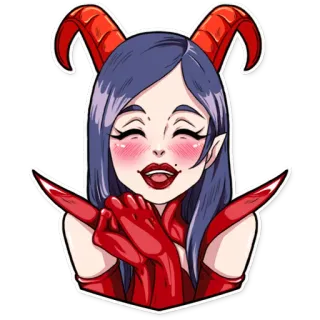 😊 дьявол, рога, девушка, красный, аниме, мультфильм telegram sticker