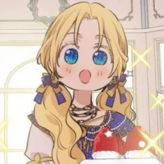 👑 Anime, Dessin animé, Fille, Mignon, Blonde, Yeux bleus, Personnage, Art numérique telegram sticker