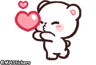 😘 @MHStickers bear, cute, love, heart, sticker, cartoon, kiss whatsapp sticker