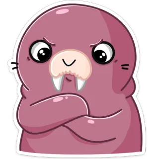 😠 morsa, lindo, dibujos animados, animal, pegatina telegram sticker