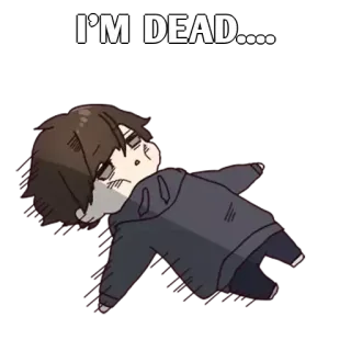 ✨ I'M DEAD.... Anime, Stanco, Morto, Esagerato, Cartone animato, Esaurito, Sdraiato whatsapp sticker