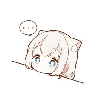 🌟 ... Anime, Chibi, Carino, Orecchie da gatto, Domanda, Pensando whatsapp sticker