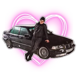 💖 coche, vehículo, hombre, rosa, corazón, pegatina telegram sticker