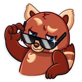 😎 animal, panda rojo, gafas de sol, genial, dibujos animados whatsapp sticker