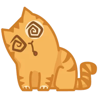😲 kat, duizelig, cartoon, dier, verward, oranje, sticker whatsapp sticker