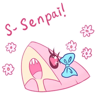 😍 S-Senpai! Аниме, Сенпай, Милый, Каваий, Мультфильм, Розовый, Цветы, Стеснительный telegram sticker