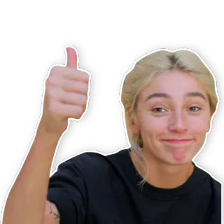 👍 personne, pouce levé, positif, approbation, accord, cheveux blonds, femme, autocollant telegram sticker