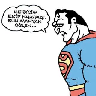 🦸‍♂️ Superman NE BİÇİM EKİP KURMUŞ... SUN MANYAK OĞLAN... 만화, 슈퍼히어로, 만화영화, 슈퍼맨, 터키 telegram sticker