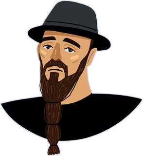 🎩 man, baard, hoed, cartoon, portret, illustratie telegram sticker