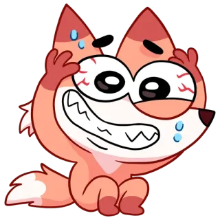 😳 fox, cartoon, sweat, anxious, funny telegram sticker