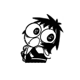 ☹️ cartoon, character, illustration, black and white, sticker telegram sticker