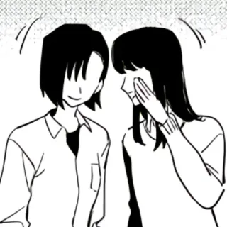 🧸 Cartoon, Anime, Manga, Freunde, Flüstern, Schwarzweiß, Illustration telegram sticker
