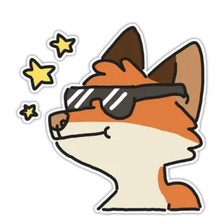 😎 rubah, stiker, keren, kacamata hitam, kartun, hewan, imut, bintang telegram sticker