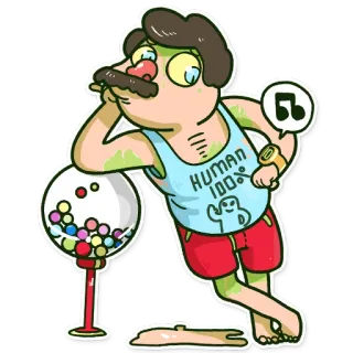 ⌚ HUMAN 100% Cartone animato, Personaggio, Umano, Distributore di gomme, Gomma da masticare telegram sticker