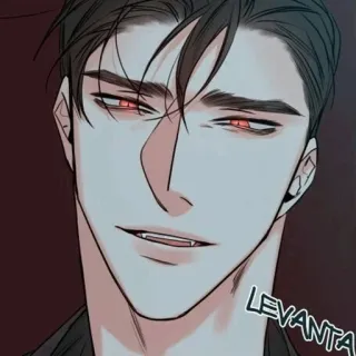 🧬 LEVANTA vampiro, masculino, anime, colmillos telegram sticker