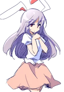 😒 Reisen Udongein Inaba Touhou Project Anime, Ragazza, Coniglio, Touhou Project, Reisen Udongein Inaba telegram sticker
