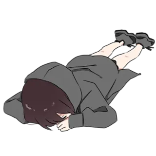 😭 anime, menangis, sedih, kelelahan, karakter, berbaring telegram sticker