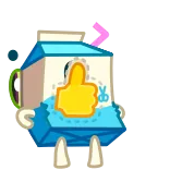 👍 กล่องนม, ยกนิ้วโป้ง, การ์ตูน, เชิงบวก, การอนุมัติ, ถูกใจ telegram sticker