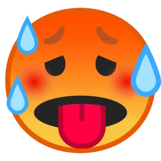 🥵 panas, berkeringat, emoji, kelelahan, lelah telegram sticker