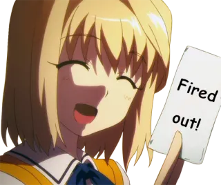 😊 Fired out! アニメ, 解雇, 女性, 元気, 漫画 telegram sticker
