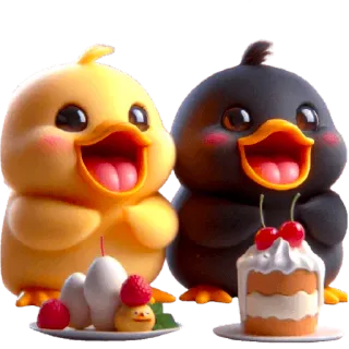 🧁 pato, lindo, animales, comida, postre, kawaii telegram sticker
