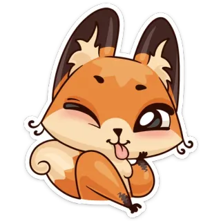 😜 lis, zwierzę, naklejka, kreskówka, słodki, język na wierzchu, mruganie telegram sticker